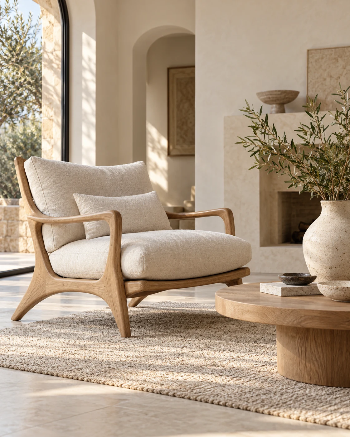Sillón, mesa y objetos de decoración en una propuesta editorial